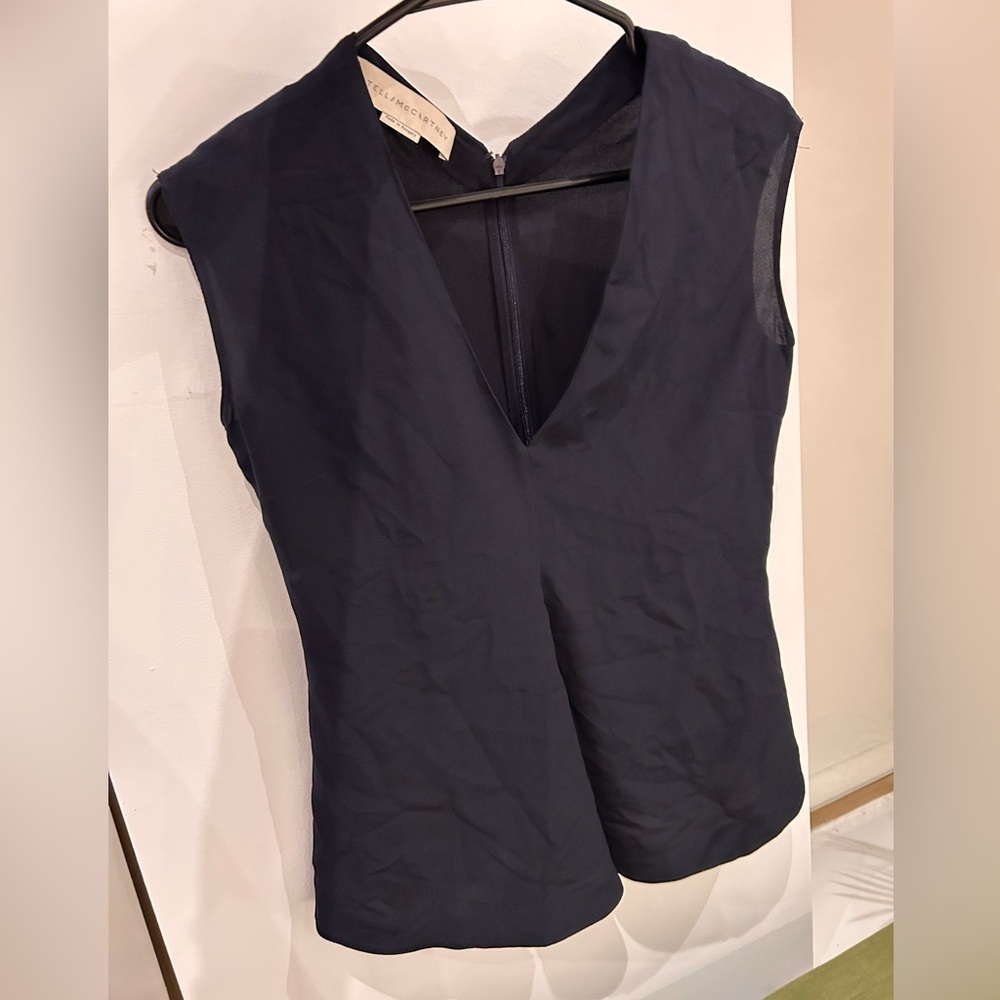 Stella McCartney Deep Blue V-Neck Blouse